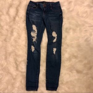 Fashion Nova- distressed low rise skinny jeans